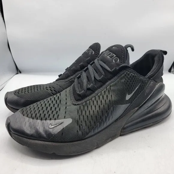 Nike Air Max 270 Mens 10 Triple Black Shoes Athletic Outdoors Casual AH8050-005