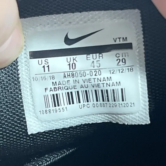 Nike Air Max 270 Throwback Future 2019 Men's Size 11 Black Shoes AH8050-020