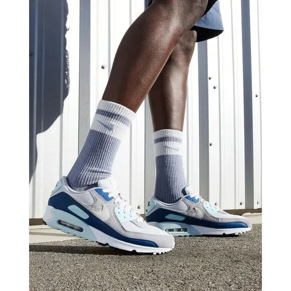 Nike Air Max 90 Shoes Platinum White Glacier Blue FN6958-001 Mens Size  10 NEW