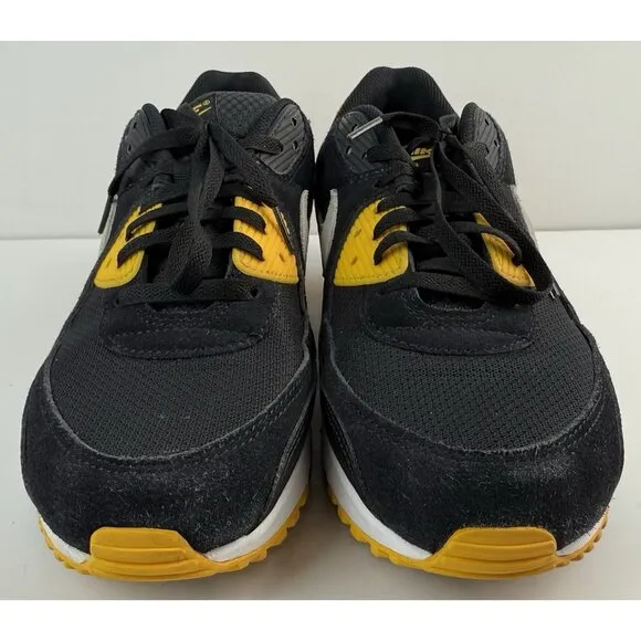Nike Air Max 90 Tennis Shoes Black White Gold &quot;Steelers&quot; FN6958-002 EUC Sz 13