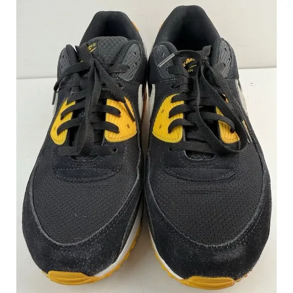 Nike Air Max 90 Tennis Shoes Black White Gold &quot;Steelers&quot; FN6958-002 EUC Sz 13