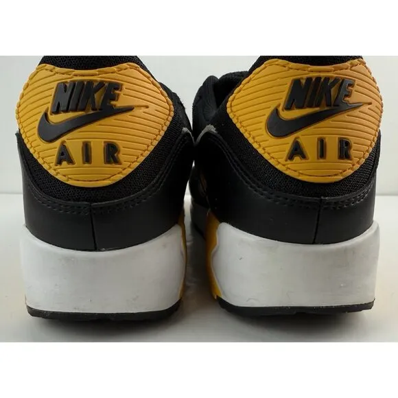Nike Air Max 90 Tennis Shoes Black White Gold &quot;Steelers&quot; FN6958-002 EUC Sz 13