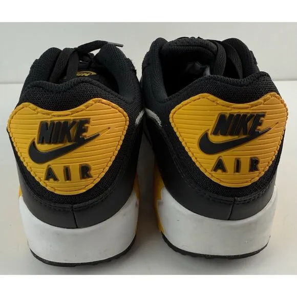 Nike Air Max 90 Tennis Shoes Black White Gold &quot;Steelers&quot; FN6958-002 EUC Sz 13