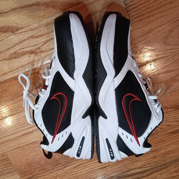 NIKE Air Monarch IV Shoes - White Black &amp;‎ Red - Men’s Size 9 Wide