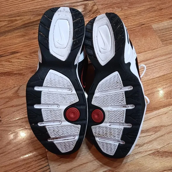 NIKE Air Monarch IV Shoes - White Black &amp;‎ Red - Men’s Size 9 Wide