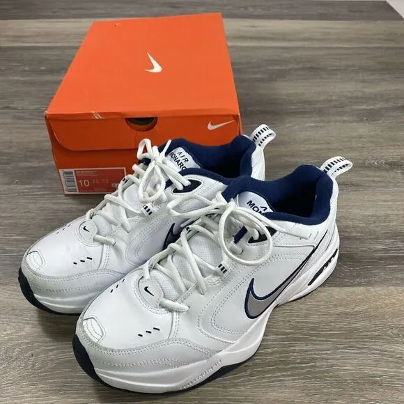 Nike Air Monarch IV White Navy Sneaker- Men’s Size 10 D - 415445-102 -