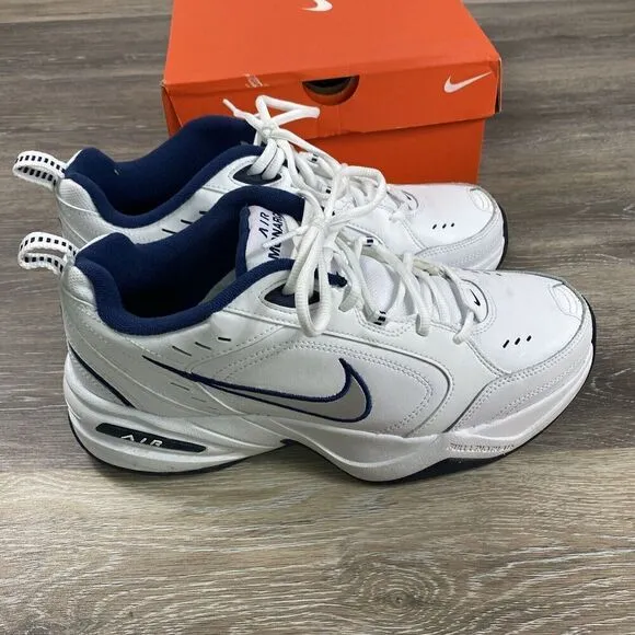 Nike Air Monarch IV White Navy Sneaker- Men’s Size 10 D - 415445-102 -