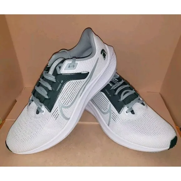NIKE AIR PEGASUS 40 MICHIGAN STATE SPARTANS MEN'S Size 12 WHITE/GREEN NEW
