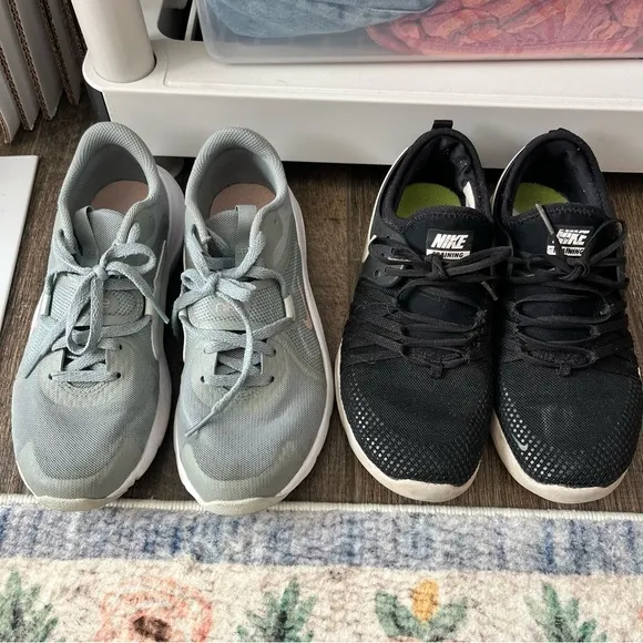 Nike / Bundle Pair Set of Two Sneakers Shoes Black Grey Green