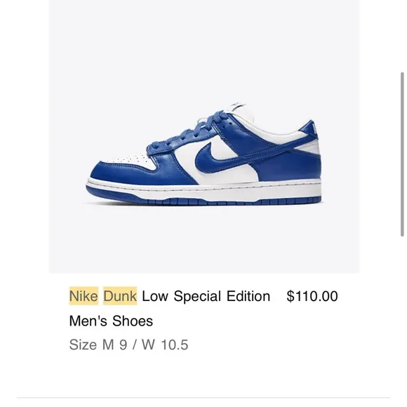 Nike Dunk Low Special Edition Men's Shoes - Blue and White