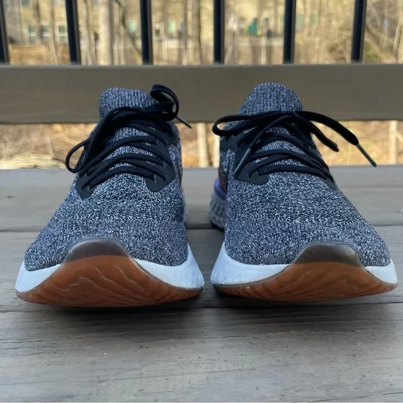 Nike Epic React Flyknit Black White Red Orbit Running Shoes size 6.5