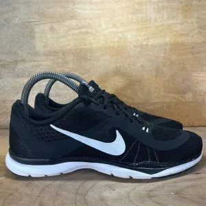 Nike Flex Trainer 6 Womens Sz 7 Wide Running Shoes Sneakers Blk White 831575-001