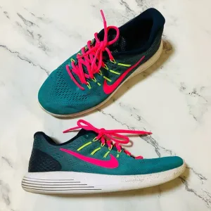 Nike ID Sneakers Womens 10.5W Wide Teal Pink American Flag Shoes 884833-992