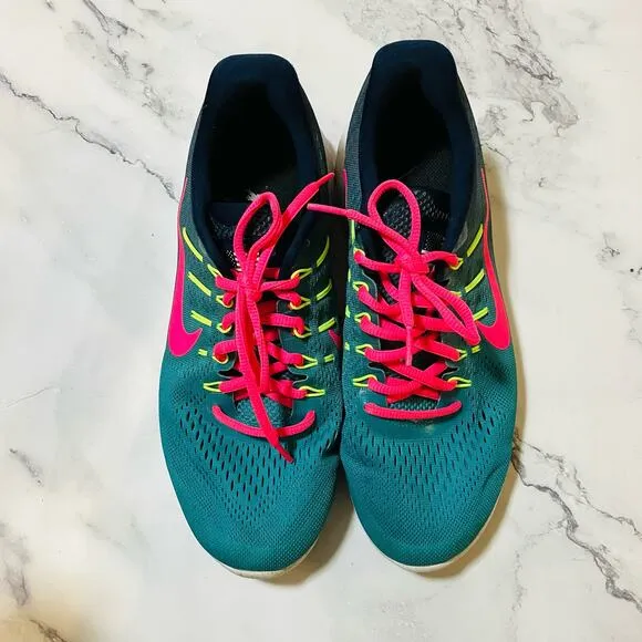 Nike ID Sneakers Womens 10.5W Wide Teal Pink American Flag Shoes 884833-992
