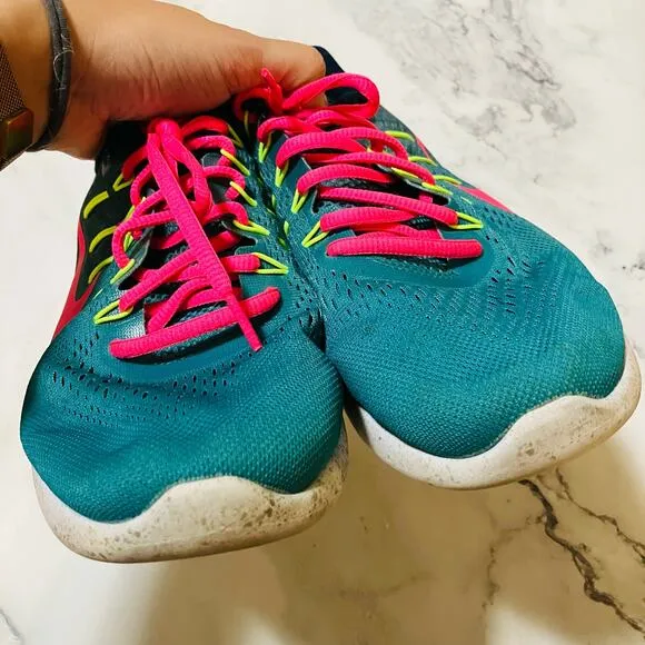 Nike ID Sneakers Womens 10.5W Wide Teal Pink American Flag Shoes 884833-992