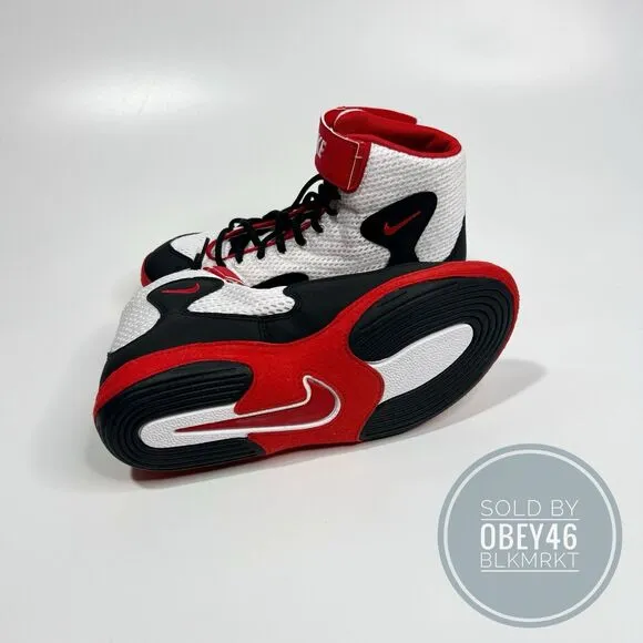 Nike Inflict Wrestling Boxing Shoes White Red Black 325256-160 Size 6M 7.5W