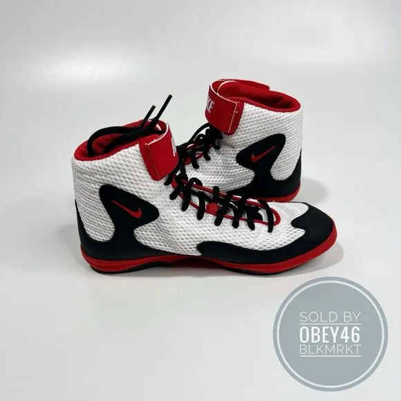 Nike Inflict Wrestling Boxing Shoes White Red Black 325256-160 Size 6M 7.5W
