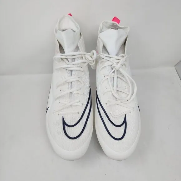 Nike Lacrosse Cleats Mens 15 White Alpha Huarache 8 Elite Logo Lace Up Swoosh