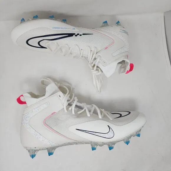 Nike Lacrosse Cleats Mens 15 White Alpha Huarache 8 Elite Logo Lace Up Swoosh