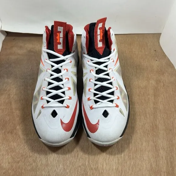 Nike Lebron X Men’s Size 10 Basketball Shoes White Red Black 541100-100