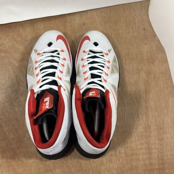 Nike Lebron X Men’s Size 10 Basketball Shoes White Red Black 541100-100