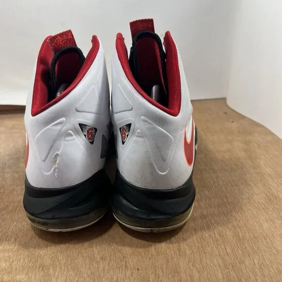 Nike Lebron X Men’s Size 10 Basketball Shoes White Red Black 541100-100