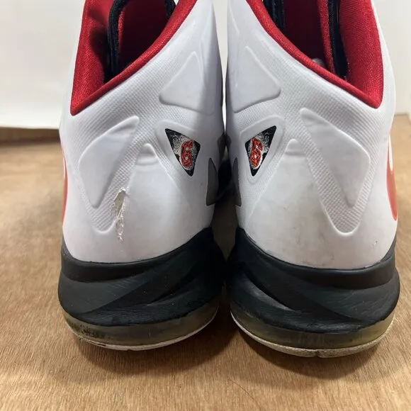 Nike Lebron X Men’s Size 10 Basketball Shoes White Red Black 541100-100
