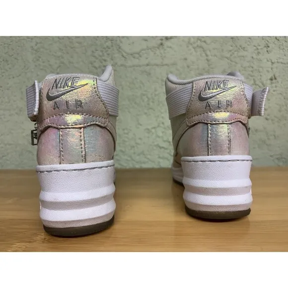 NIKE LUNAR FORCE 1 SKY HIGH PREMIUM QS WHITE-MET SILVER SZ 7.5 704518-100 Woman