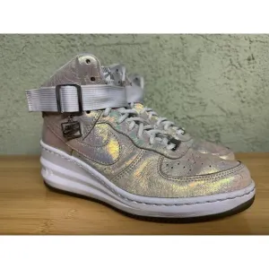 NIKE LUNAR FORCE 1 SKY HIGH PREMIUM QS WHITE-MET SILVER SZ 7.5 704518-100 Woman
