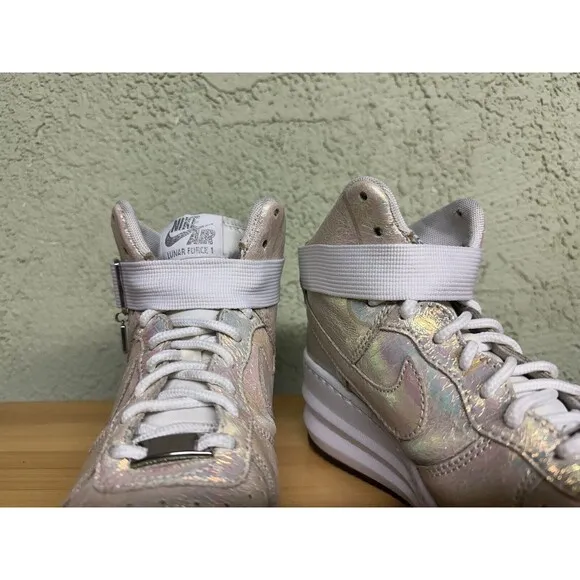 NIKE LUNAR FORCE 1 SKY HIGH PREMIUM QS WHITE-MET SILVER SZ 7.5 704518-100 Woman