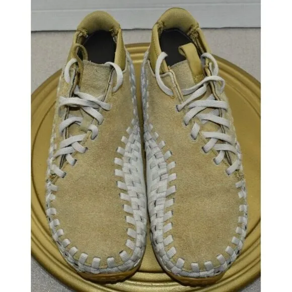 Nike Mens Air Footscape Woven Chukka QS Suede Flat Gold Sneakers Shoes Size 7.5