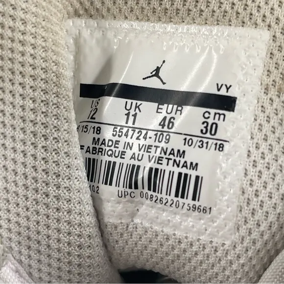 Nike Men’s Air Jordan 1 Mid 2019 Triple White Leather Shoes - Size 12