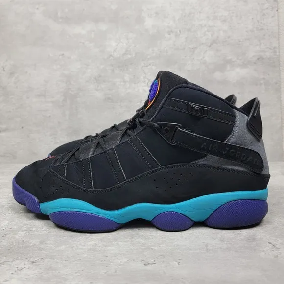 Nike Mens Size 12 Air Jordan 6 Rings Aqua Black Purple Blue Suede DD5077-040