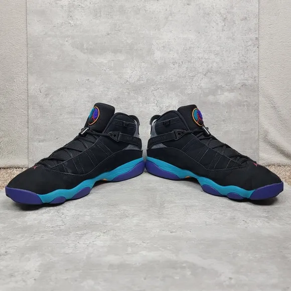 Nike Mens Size 12 Air Jordan 6 Rings Aqua Black Purple Blue Suede DD5077-040