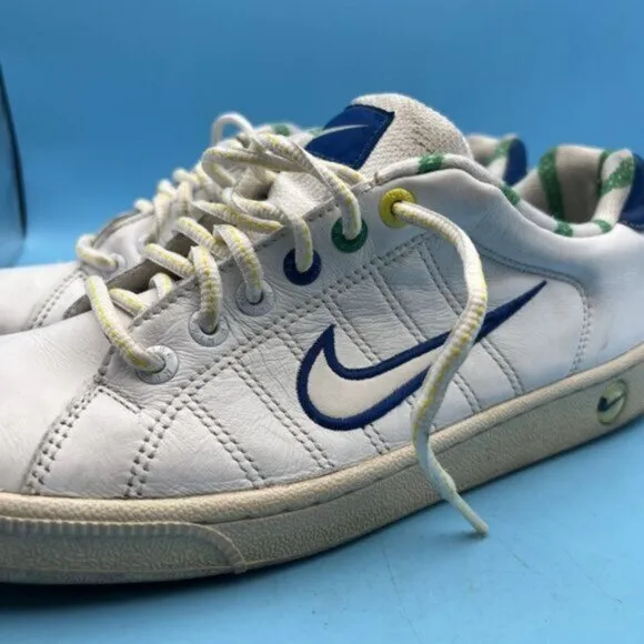 NIKE Men's White Athletic Basketball Shoes Size 10, 315134-922 RARE Blue Green