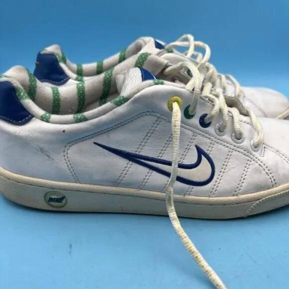 NIKE Men's White Athletic Basketball Shoes Size 10, 315134-922 RARE Blue Green