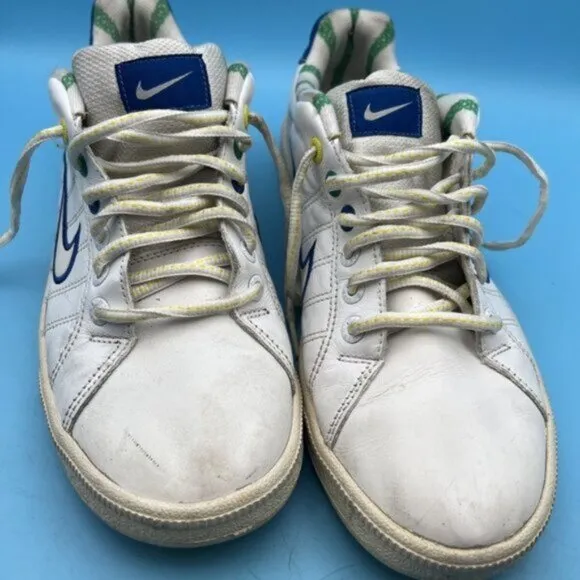 NIKE Men's White Athletic Basketball Shoes Size 10, 315134-922 RARE Blue Green