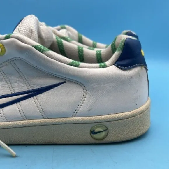 NIKE Men's White Athletic Basketball Shoes Size 10, 315134-922 RARE Blue Green
