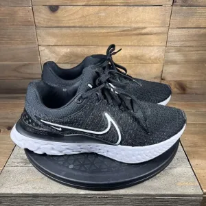 Nike Mens Size US 8.5 React Infinity Run Flyknit 2 Black Running Lace Up Shoes