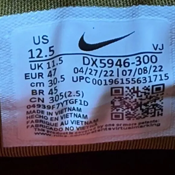 Nike N7 Sherpa Lined‎ Hiking Sneakers Outdoor Trail Shoes Yellow Green US 12.5