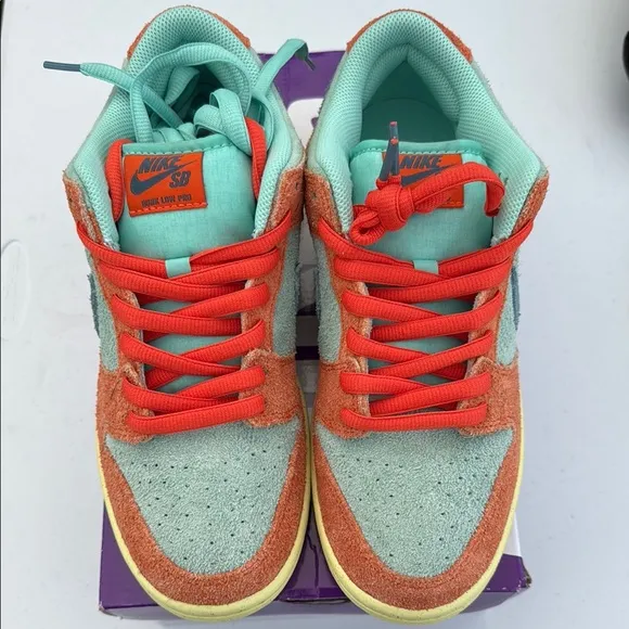 Nike Orange and Green SB Dunk Sneakers