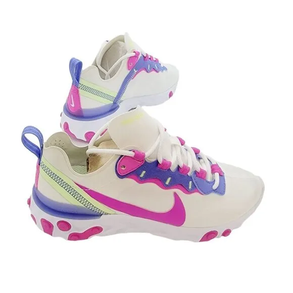 ⭐Nike  React Element 55 Womens Athletic Running Shoes Sz 5 White Pink BQ2728-104