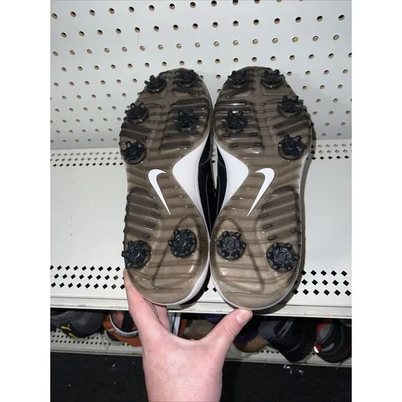 Nike Roshe G Tour Mens Leather Golf Shoes Spikes Size 9 WIDE Black White