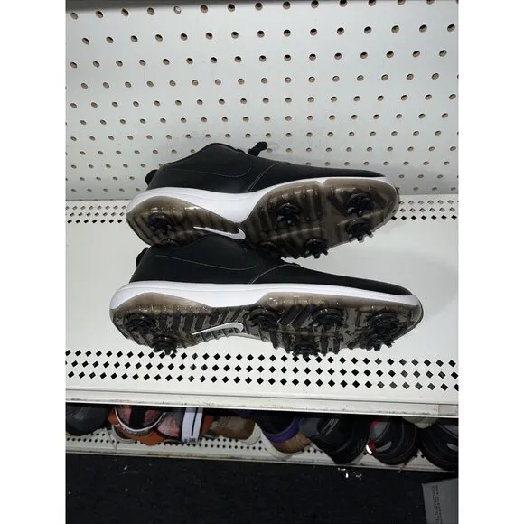 Nike Roshe G Tour Mens Leather Golf Shoes Spikes Size 9 WIDE Black White
