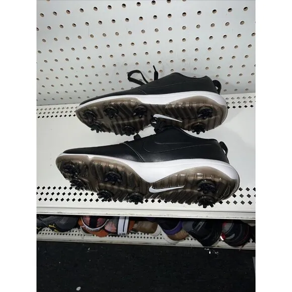 Nike Roshe G Tour Mens Leather Golf Shoes Spikes Size 9 WIDE Black White
