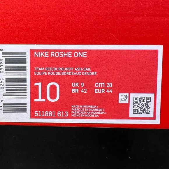 Nike Roshe One Run Team Red Burgundy Ash Grey Sail 511881-613 Men's Size 10