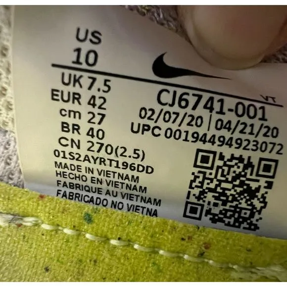 Nike running shoes air vapormax flyease W 10 M 8.5 unisex