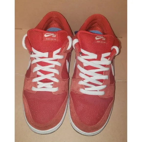 Nike SB Dunk Low Pro CHALLENGE RED/WHITE UNIVERSITY Men's Size 11 Good Condition