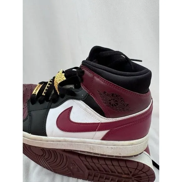 Nike Shoes Air Jordan 1 Mid SE Burgundy Beetroot Gold Pendants Sneakers 9.5