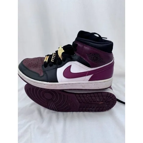 Nike Shoes Air Jordan 1 Mid SE Burgundy Beetroot Gold Pendants Sneakers 9.5